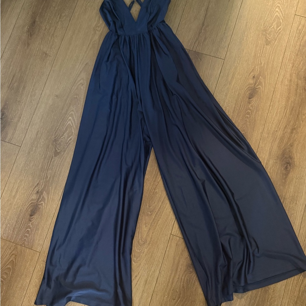 Urban Outfitters Wide Leg Navy Blue Jumpsuit